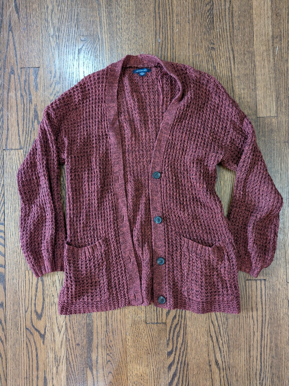 American Eagle Outfitters Women's Chunky Knit Cardigan - Burgundy